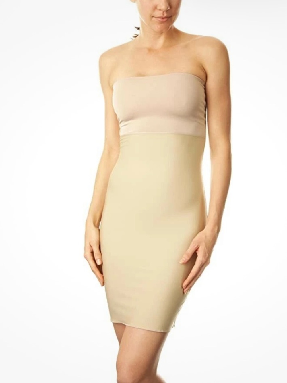 Spanx Hide and Seek Strapless Slip Light Compression dress in Biege W2470 Sz L